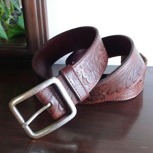 Silpada | Tooled Dark Brown Leather Belt